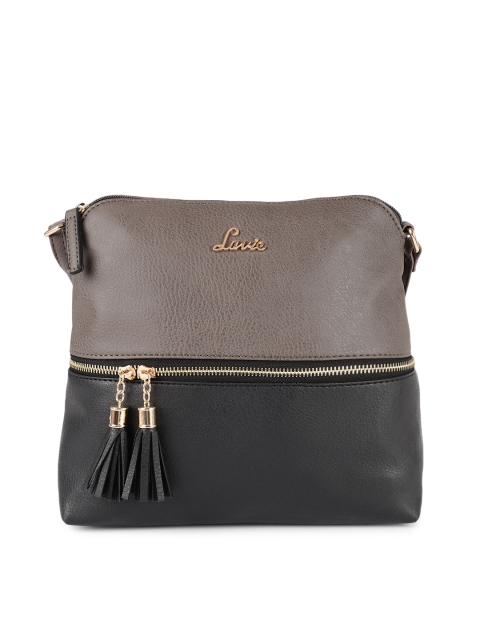 

Lavie Grey & Black Colourblocked Sling Bag