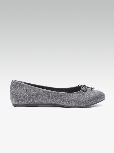 

Carlton London Women Charcoal Grey Shimmer Ballerinas
