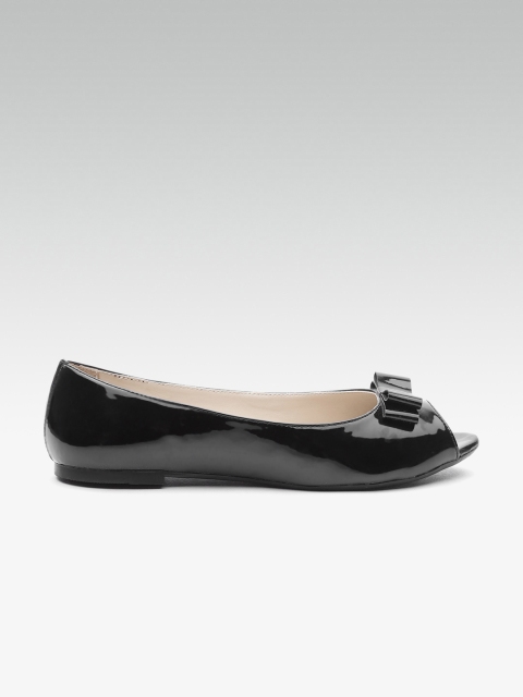 

Carlton London Women Black Solid Peep Toe Ballerinas