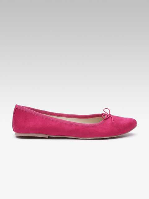 

Carlton London Women Pink Solid Ballerinas with Bow Detail