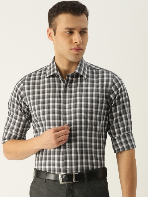 

Van Heusen Men Black & Grey Slim Fit Checked Formal Shirt