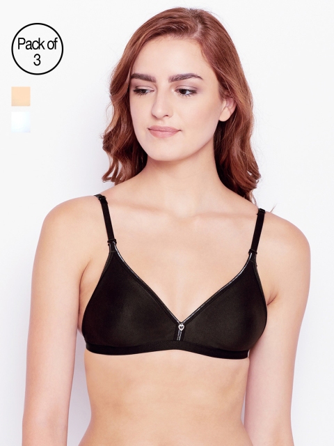 

Bodycare Pack Of 3 Solid Non-Wired Non Padded T-shirt Bra E5580BSW, Black