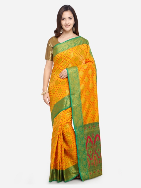 

Satrani Yellow Poly Silk Woven Design Banarasi Saree