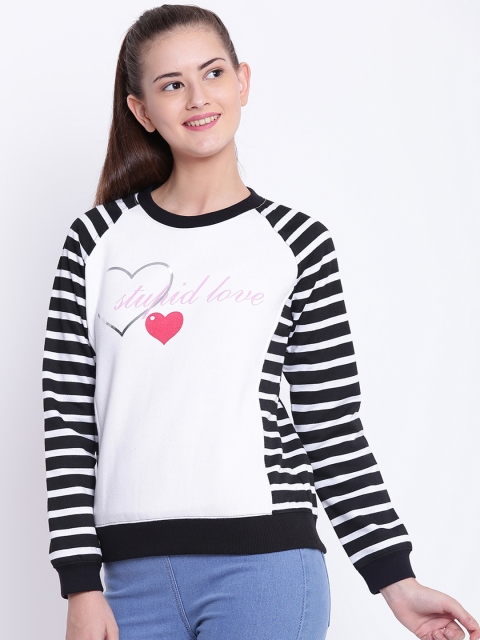 

Texco Women Black & White Striped Sweatshirt
