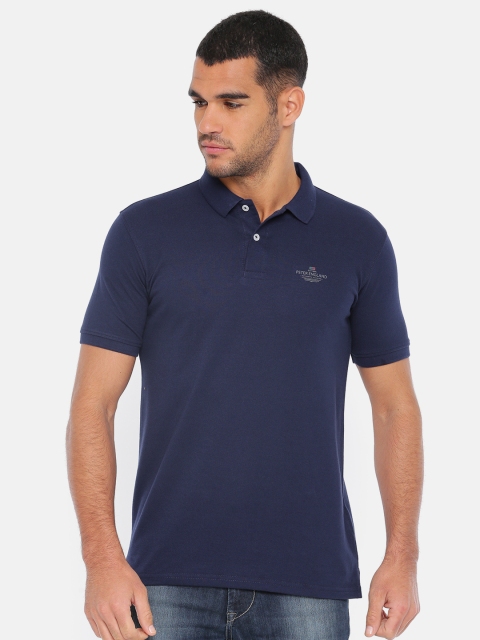 

Peter England Men Navy Blue Solid Polo Collar T-shirt