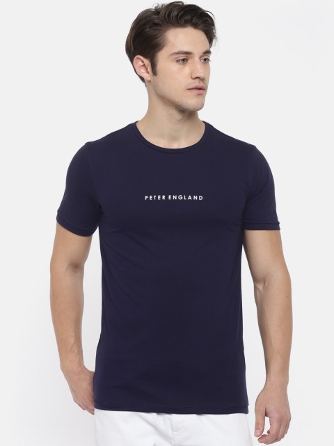 

Peter England Men Navy Blue Solid T-shirt