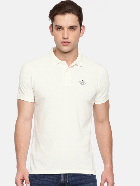 

Peter England Men Off-White Solid Polo Collar T-shirt