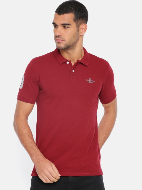 

Peter England Men Maroon Solid Polo Collar T-shirt