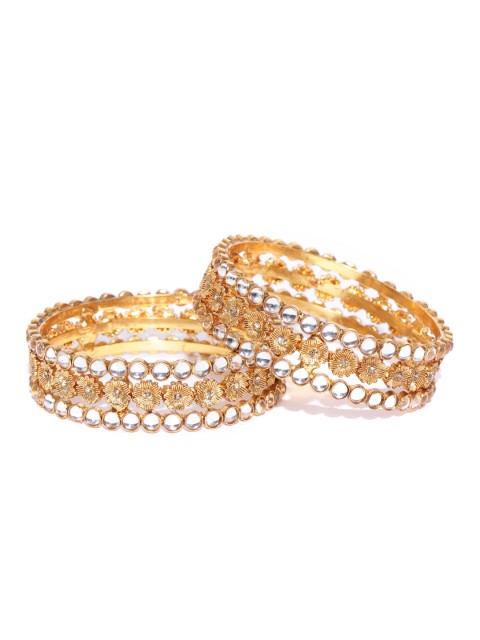

Priyaasi Set of 2 Gold-Plated Kundan-Studded Handcrafted Bangles