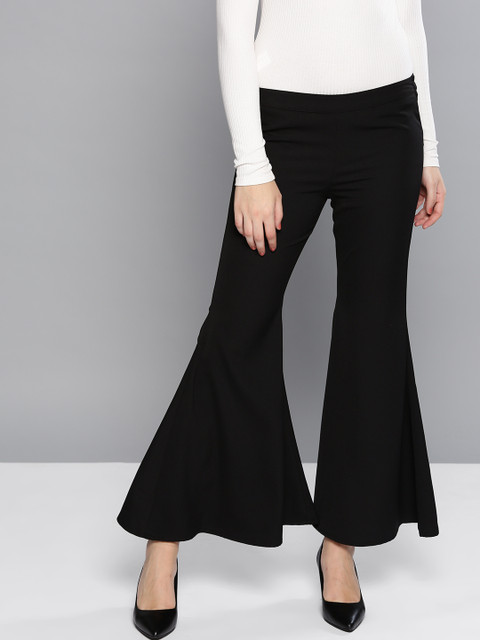 

Besiva Women Black Regular Fit Solid Bootcut Trousers