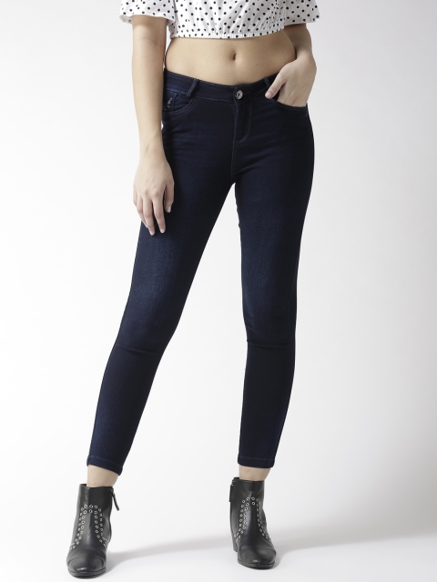 

Xpose Women Navy Blue Skinny Fit High-Rise Clean Look Stretchable Cropped Jeans