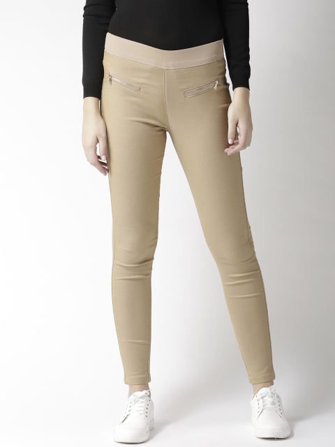 

Xpose Women Beige Solid High-Rise Treggings