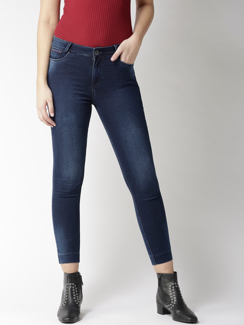 

Xpose Women Navy Blue Skinny Fit High-Rise Clean Look Stretchable Cropped Jeans