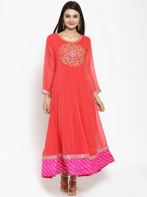

Geroo Jaipur Orange Hand Embroidered Georgette Anarkali Kurta