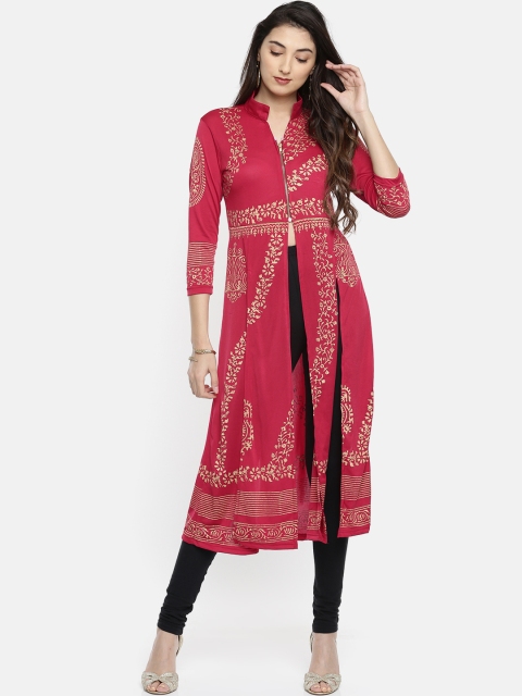 

Ira Soleil Women Maroon Printed A-Line Kurta