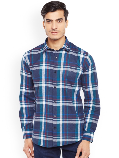 

Hancock Men Navy Blue & Navy Blue Slim Fit Checked Formal Shirt