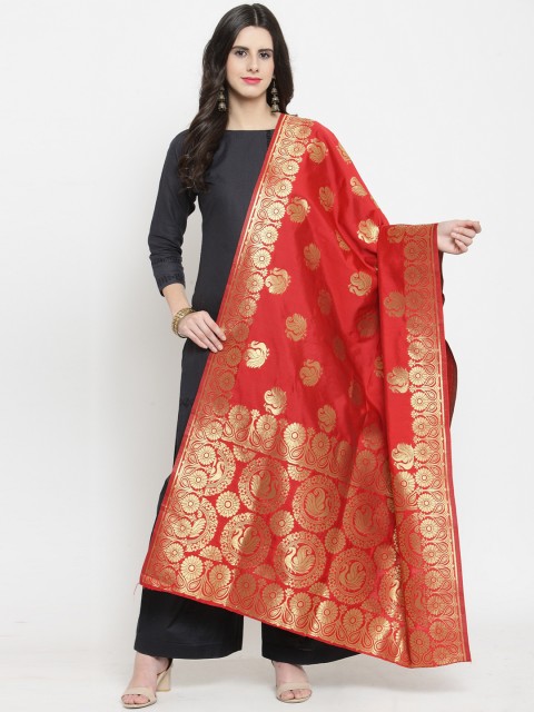

mf Red Woven Design Dupatta