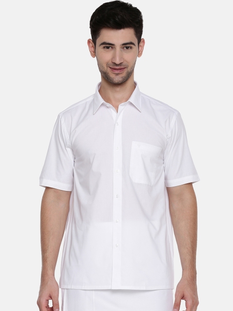 

RAMRAJ COTTON Men White Original Regular Fit Solid Casual Shirt