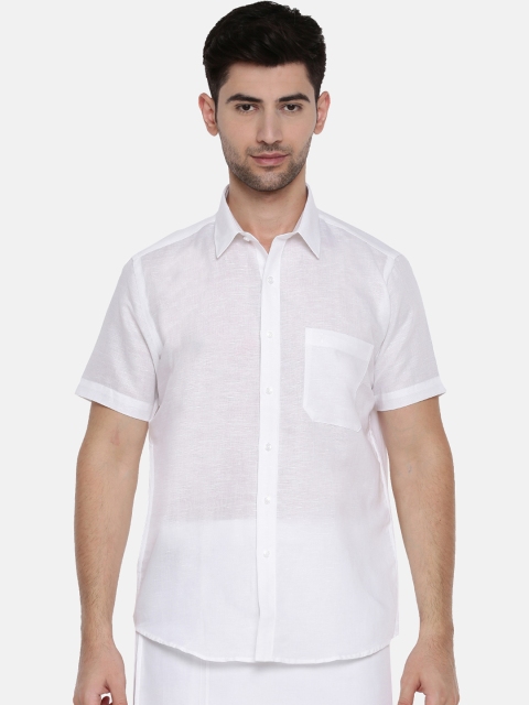 

RAMRAJ COTTON Men White Original Regular Fit Solid Casual Shirt