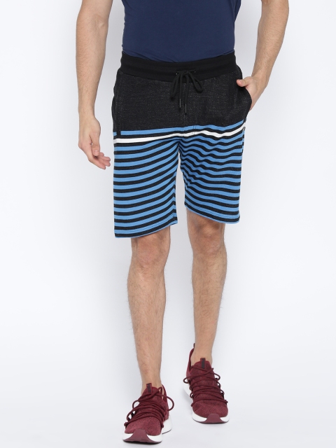 

Sweet Dreams Men Charcoal Grey & Blue Striped Lounge Shorts MK-165318