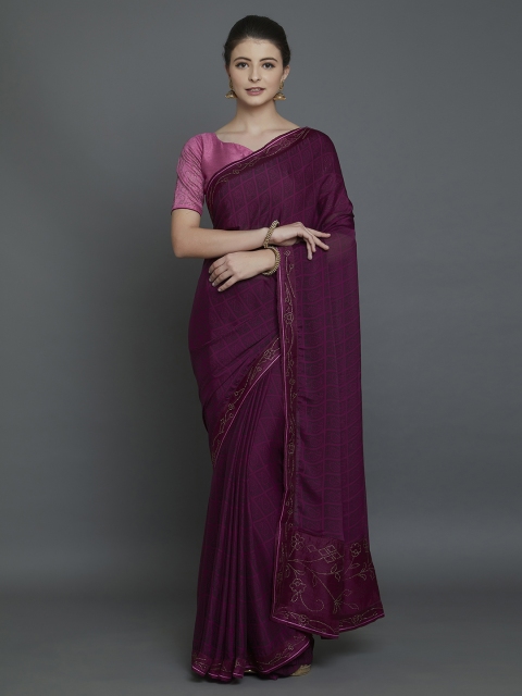 

Mitera Magenta Printed Poly Georgette Saree