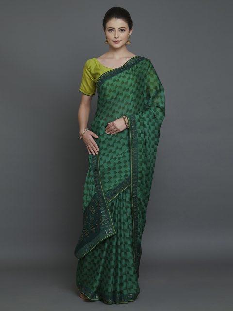 

Mitera Green Printed Poly Georgette Saree