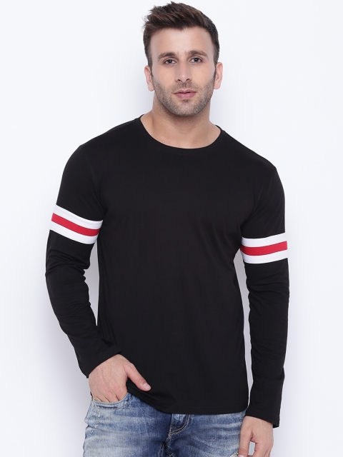 

GRITSTONES Men Black Solid Round Neck T-shirt