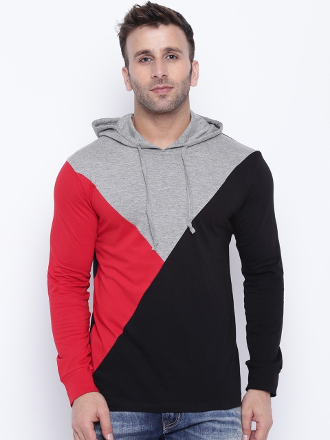 

GRITSTONES Men Grey Colourblocked Hood T-shirt