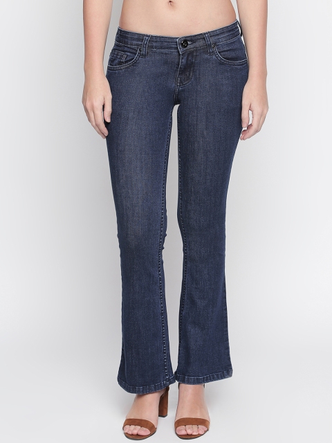 

High Star Women Navy Blue Boot Cut Mid-Rise Clean Look Stretchable Jeans