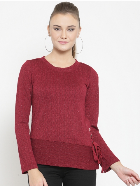 

Latin Quarters Women Maroon Self Design Top