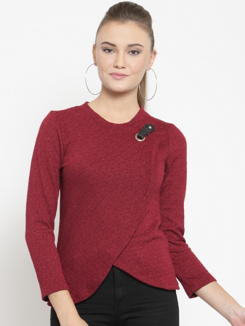 

Latin Quarters Women Maroon Self Design Top
