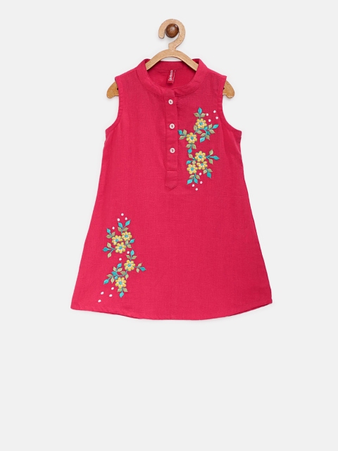 

Ethnicity Girls Pink Embroidered A-Line Kurta
