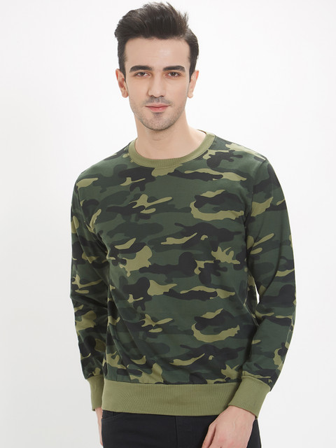 

WYO Men Green & Olive Green Printed Sweatshirt