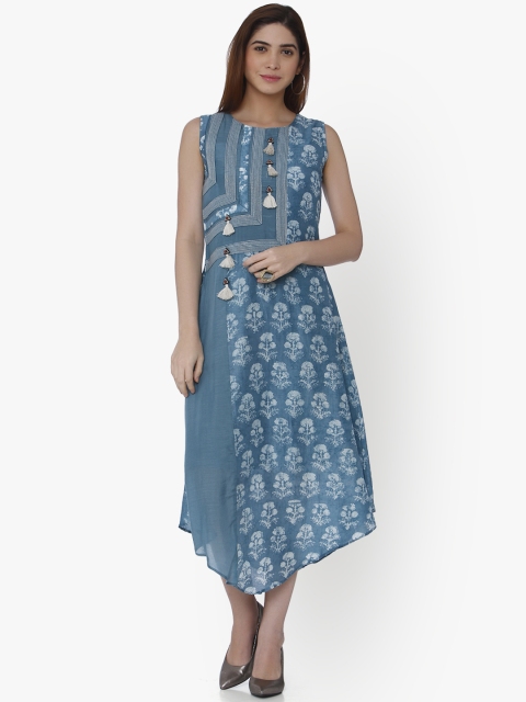 

RAISIN Women Blue Printed A-Line Dress