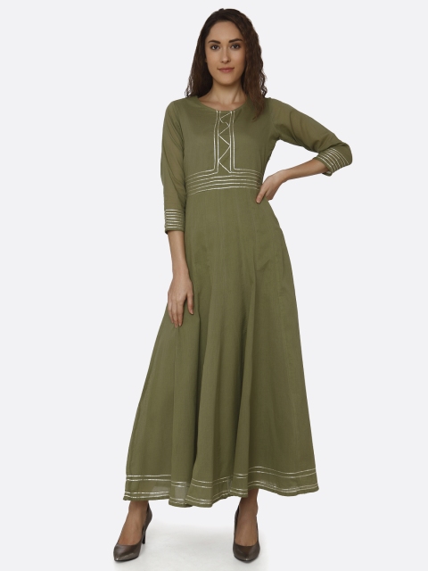 

RAISIN Women Green Solid Fit & Flare Dress