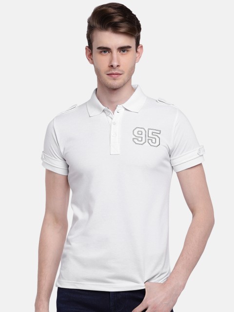 

GOT IT Men White Solid Polo Collar T-shirt