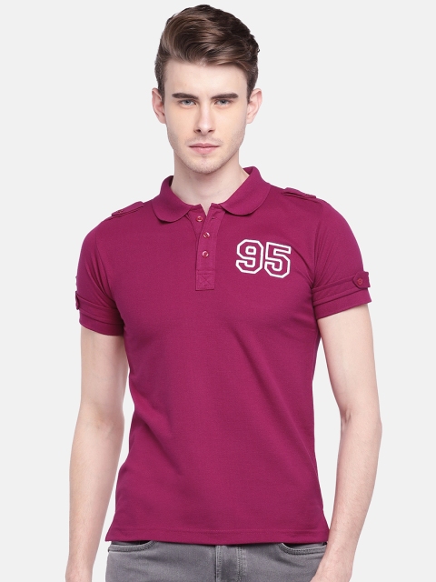 

GOT IT Men Magenta Solid Polo Collar T-shirt