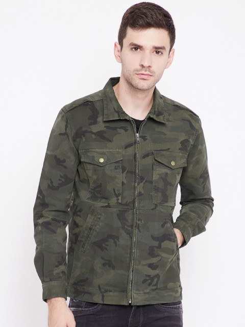 

PUNK Men Olive Green Printed Lightweight Padded Jacket