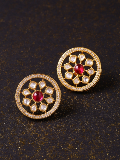 

Voylla Gold-Plated & White Circular Studs