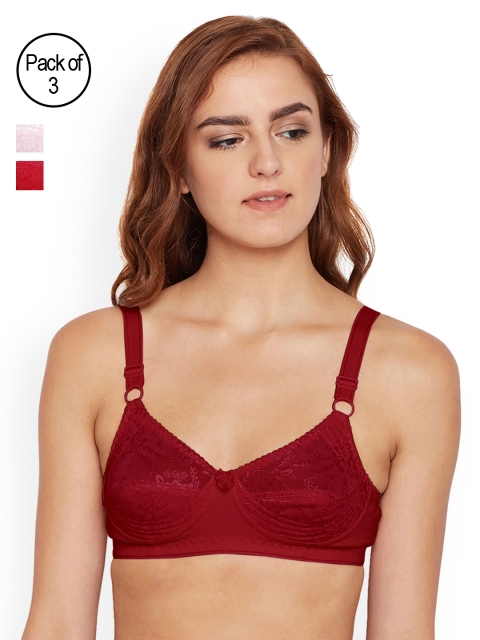 

Bodycare Pack of 3 Self Design Non-Wired Non Padded Everyday Bras E5583PIREMH, Pink