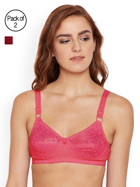 

Bodycare Coral & Purple Self Design Non-Wired Non Padded Everyday Bra