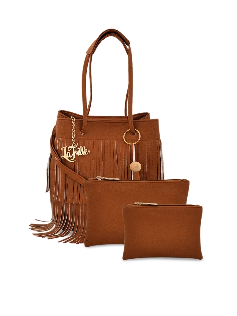 

LaFille Tan Brown Solid Handheld Bag