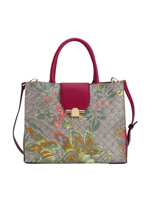 

CARPISA Grey & Pink Printed Handheld Bag