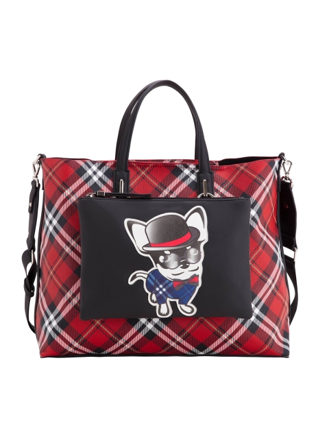 

CARPISA Red & Black Checked Handheld Bag