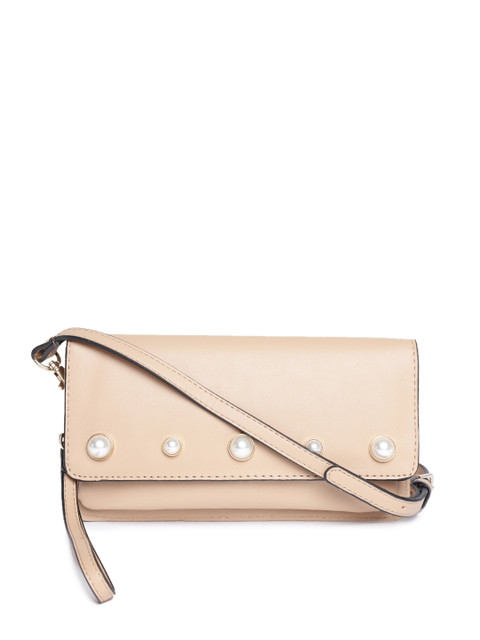

CARPISA Women Beige Solid Two Fold Wallet with Wrist Loop & Detachable Sling Strap