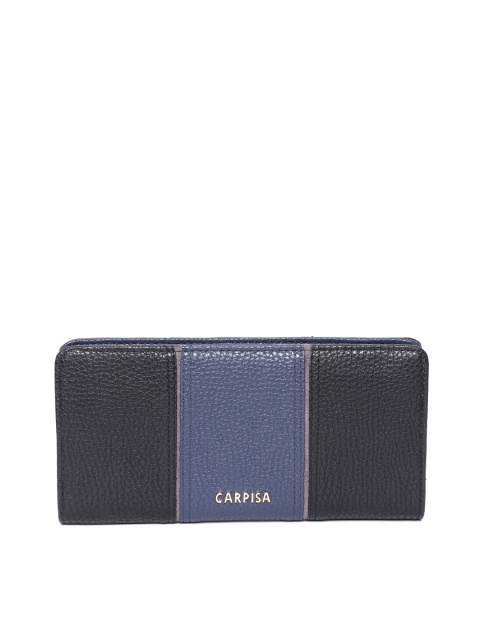 

CARPISA Women Black & Navy Colourblocked Zip Around Wallet