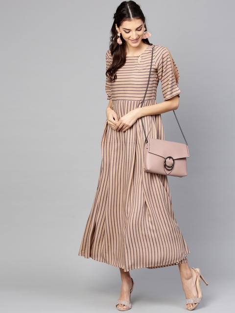 

Libas Women Brown Striped Maxi Dress