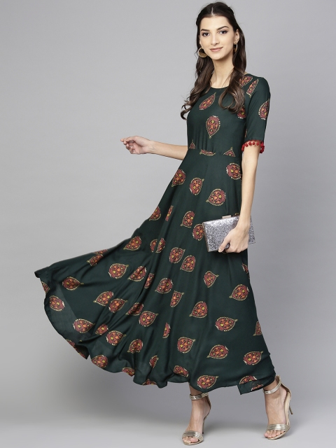 

Libas Women Green Printed Maxi Dress