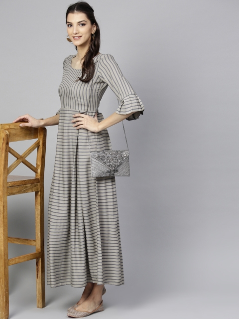 

Libas Women Grey Striped Maxi Dress