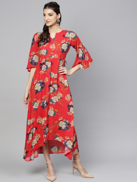 

Libas Women Red & Beige Floral Print Maxi Dress